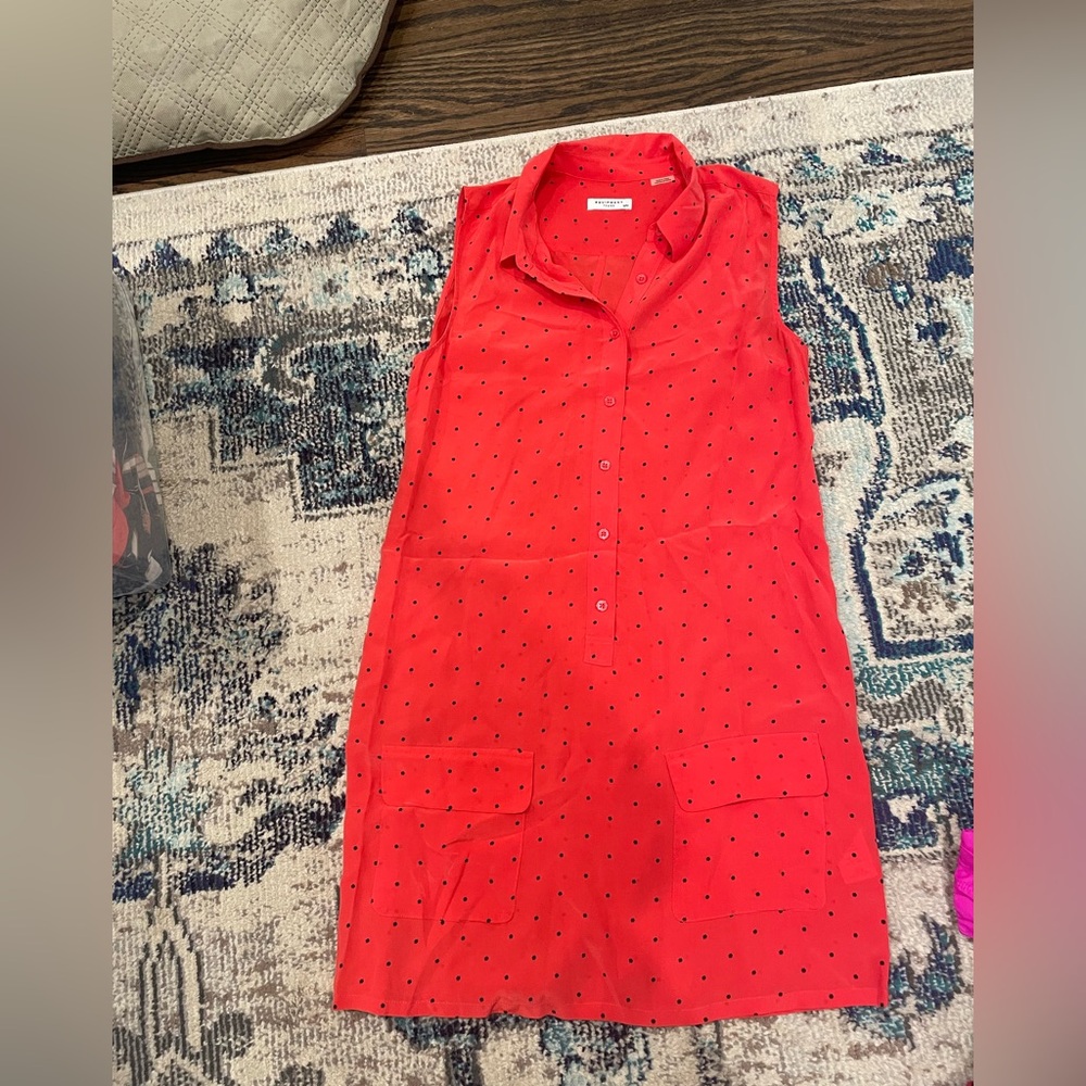 Equipment Red Mini Dress with Black Dots